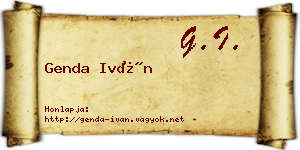 Genda Iván névjegykártya